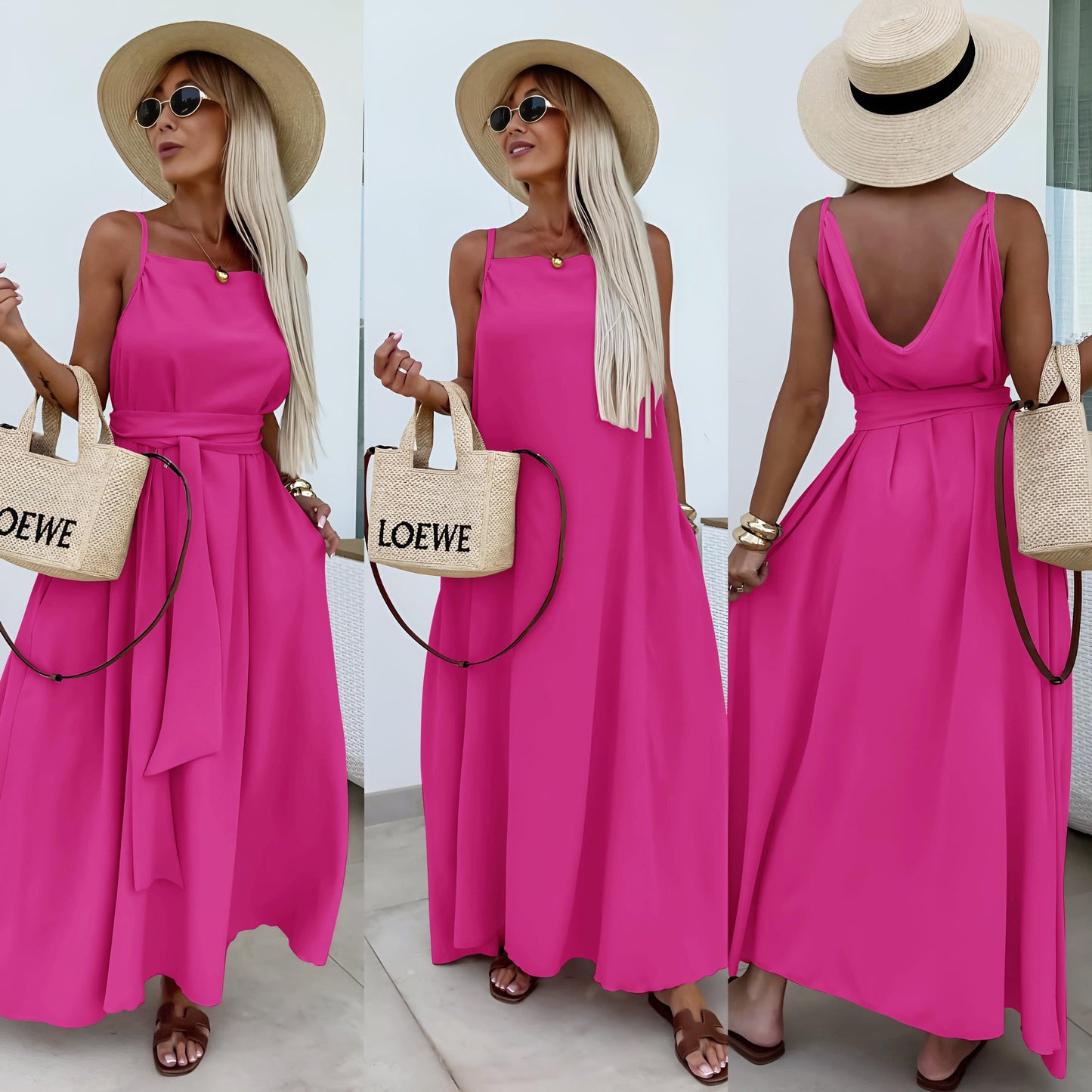 Robes RIA longues Bretelles,Uni