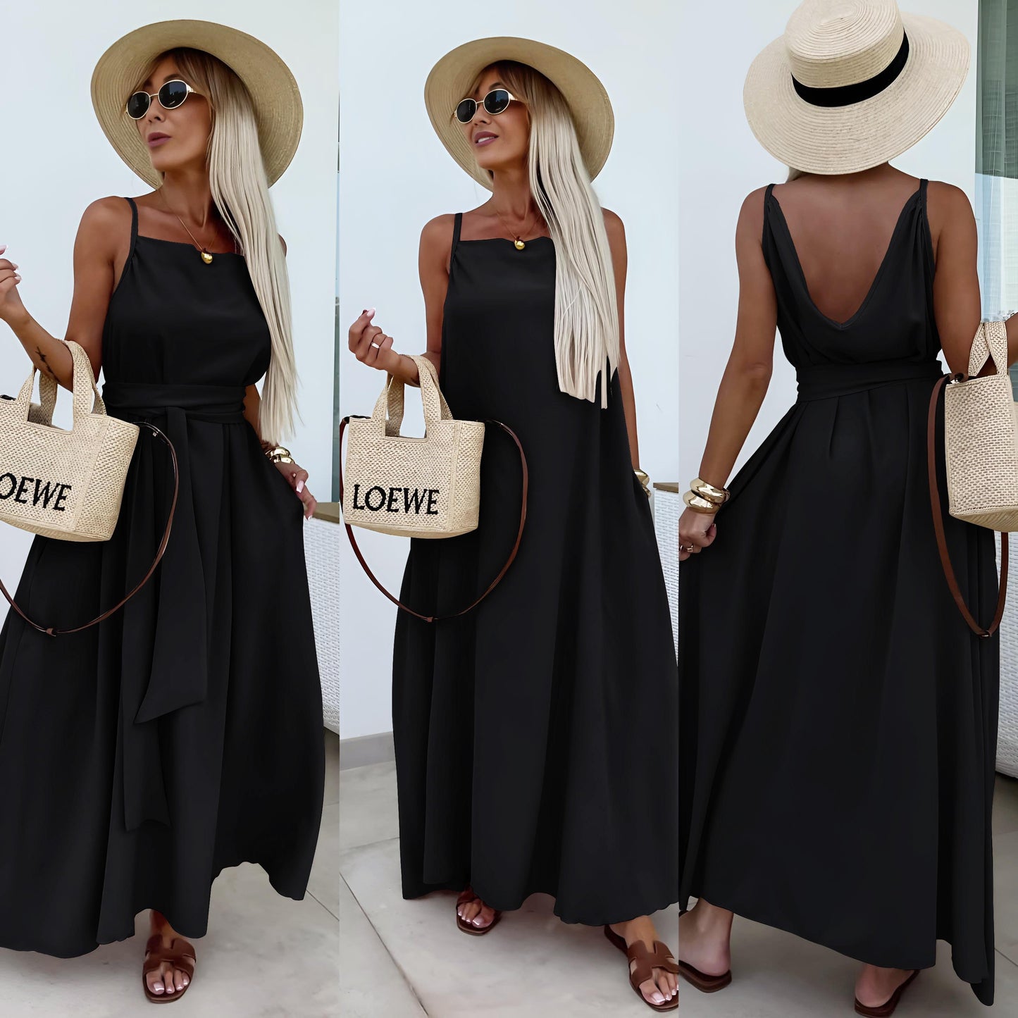 Robes RIA longues Bretelles,Uni