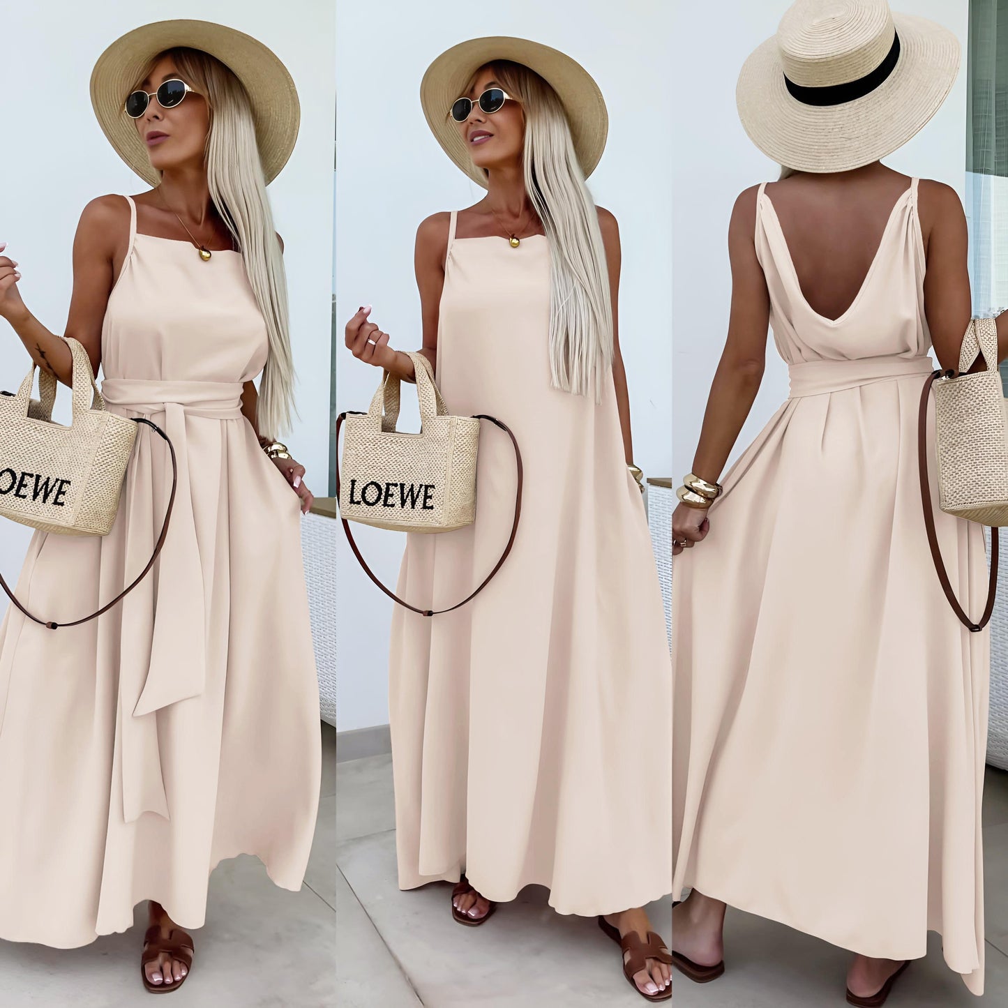 Robes RIA longues Bretelles,Uni