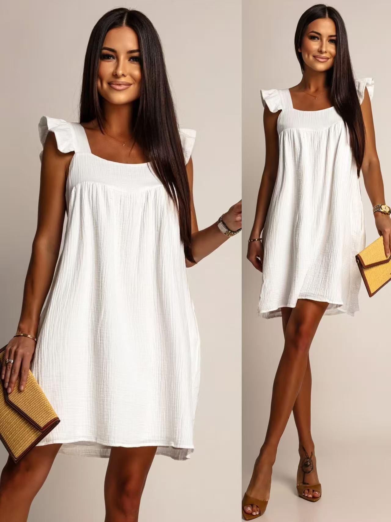 Robe AMINA en gaze de coton à bretelles volantés