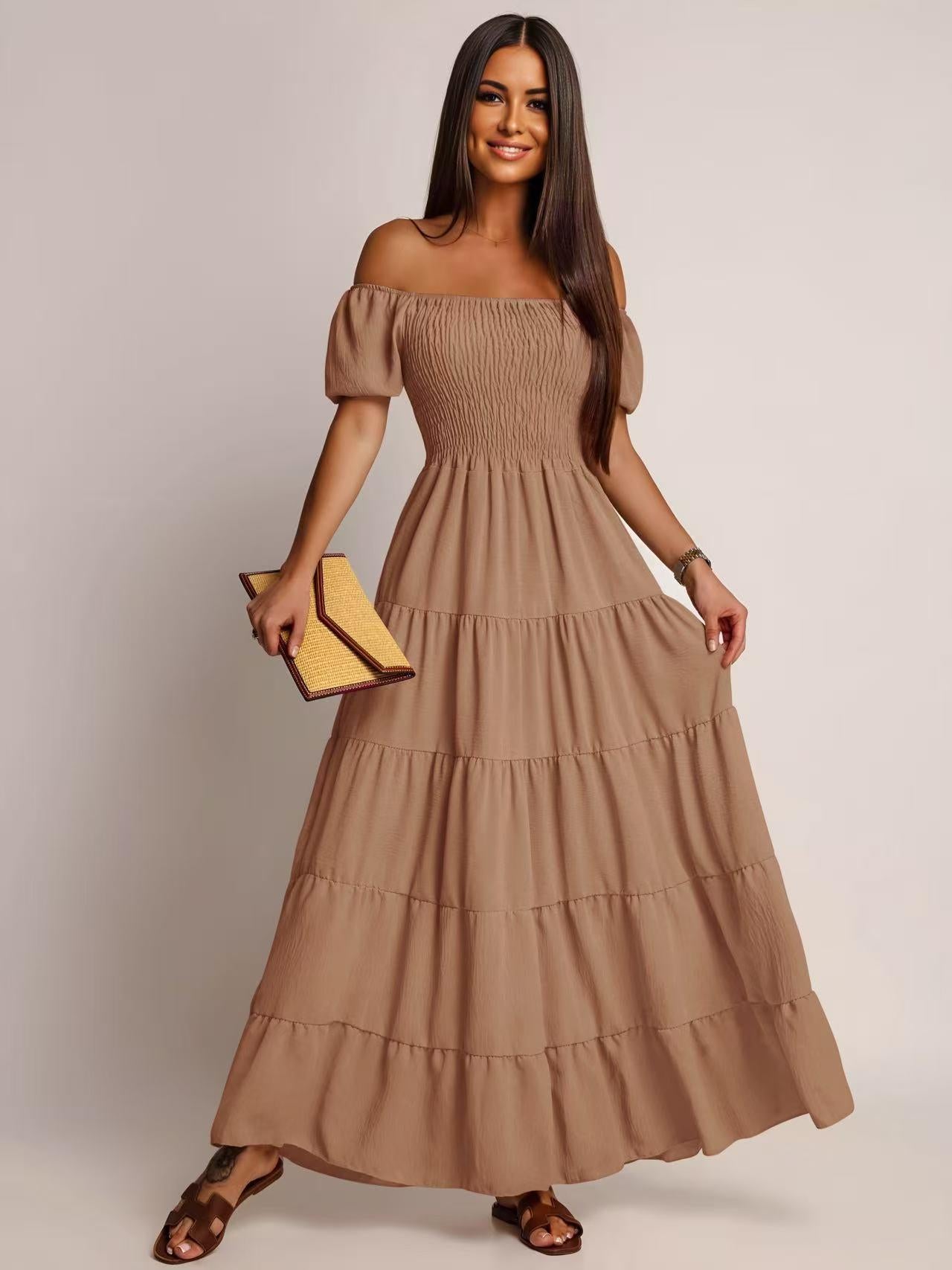 Robe KAYLA à volants épaules dénudées