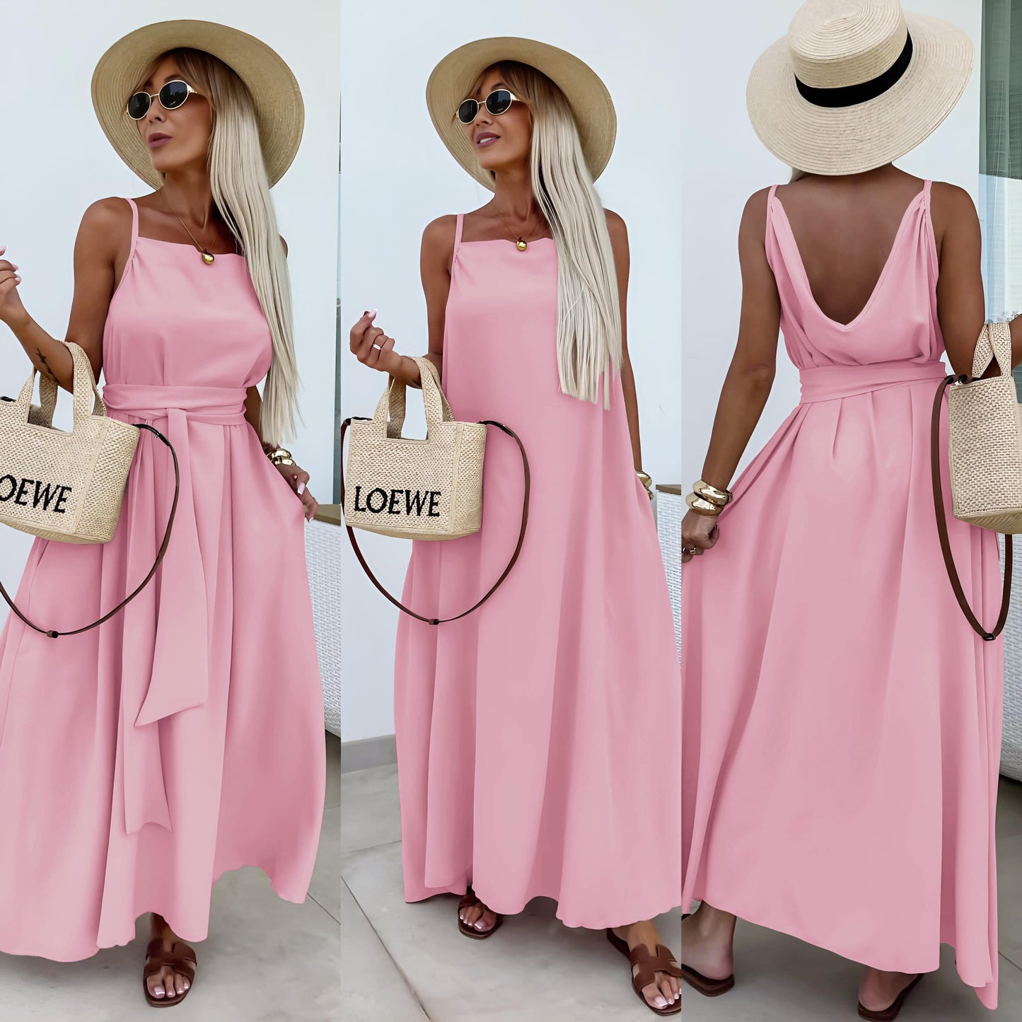 Robes RIA longues Bretelles,Uni
