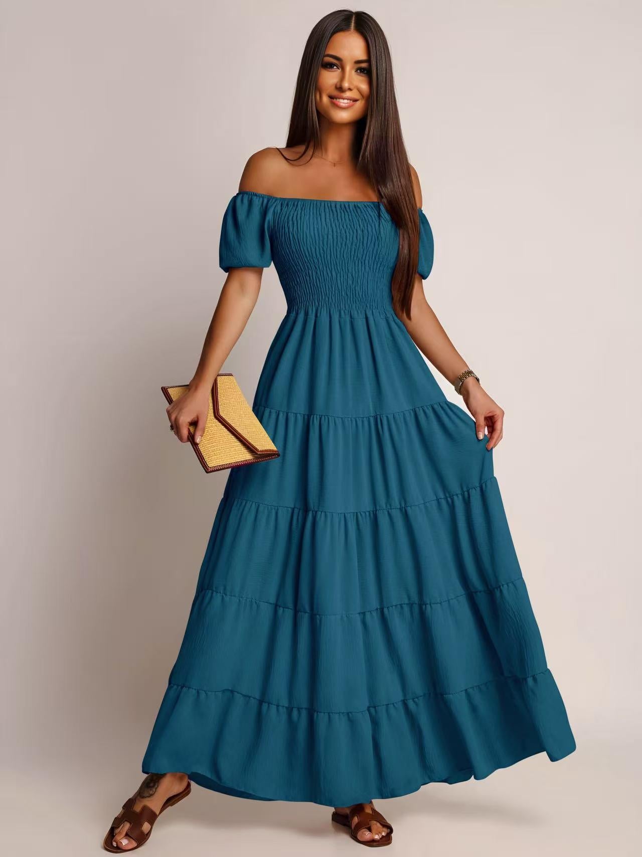 Robe KAYLA à volants épaules dénudées