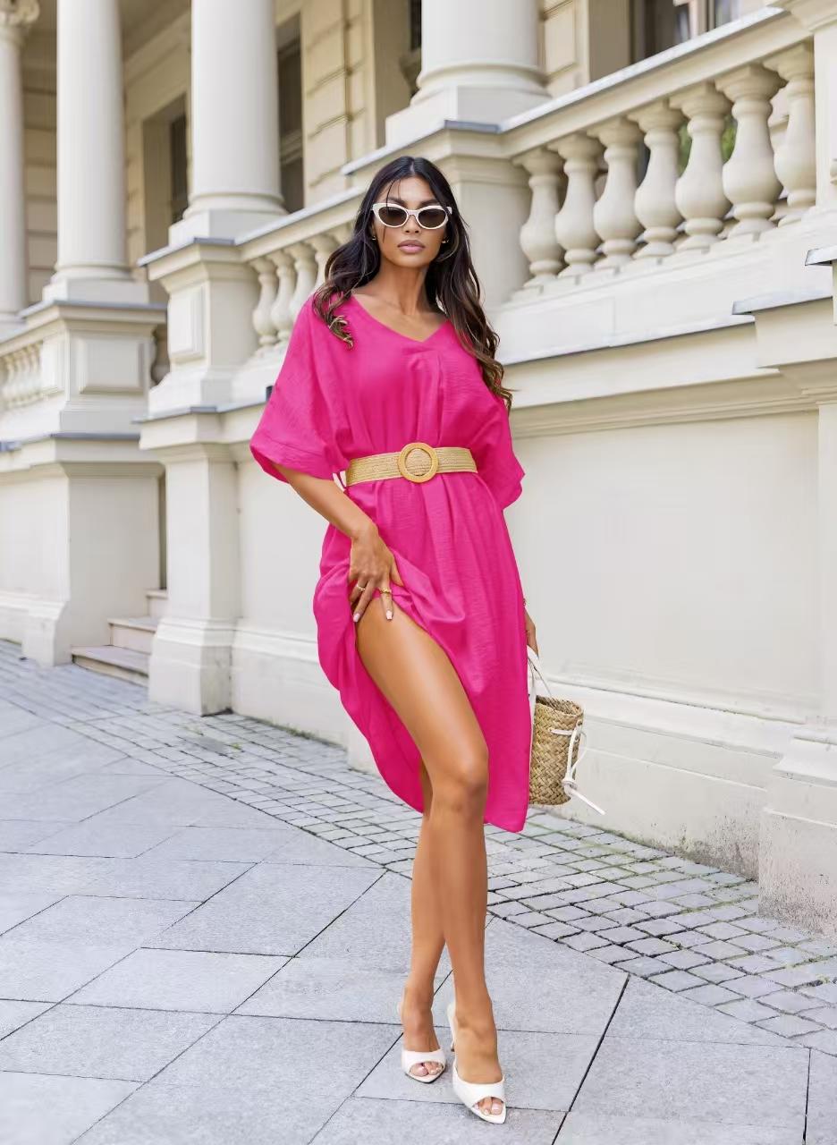 Robe MILA bohème avec ceinture col V