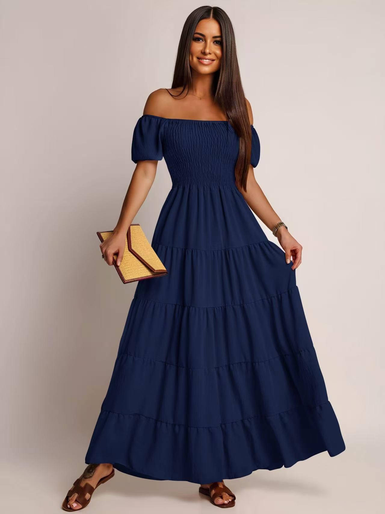 Robe KAYLA à volants épaules dénudées
