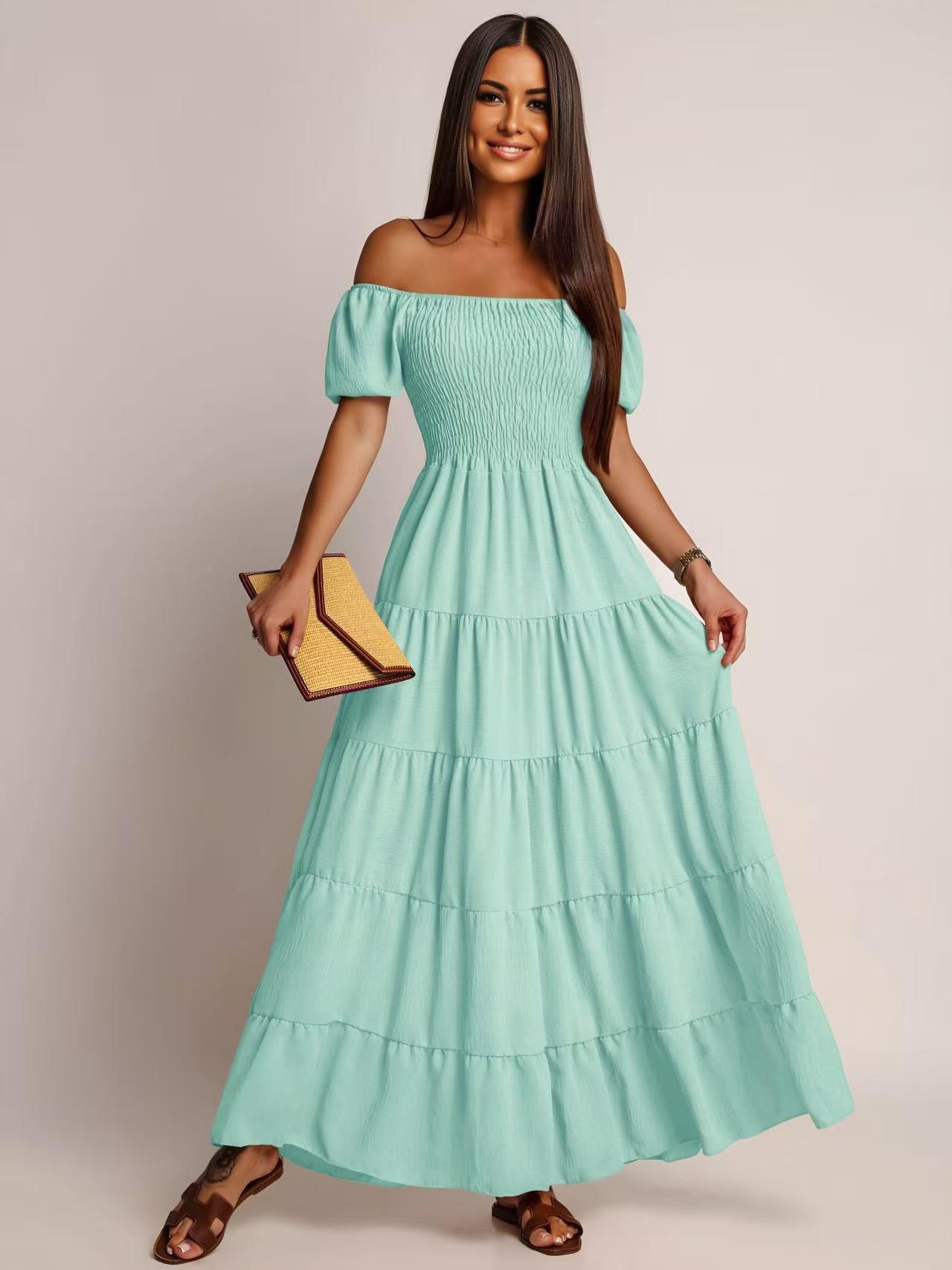 Robe KAYLA à volants épaules dénudées