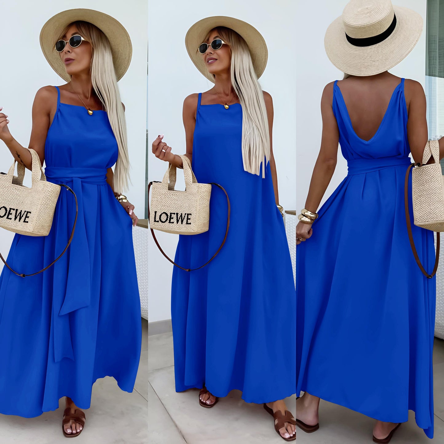 Robes RIA longues Bretelles,Uni