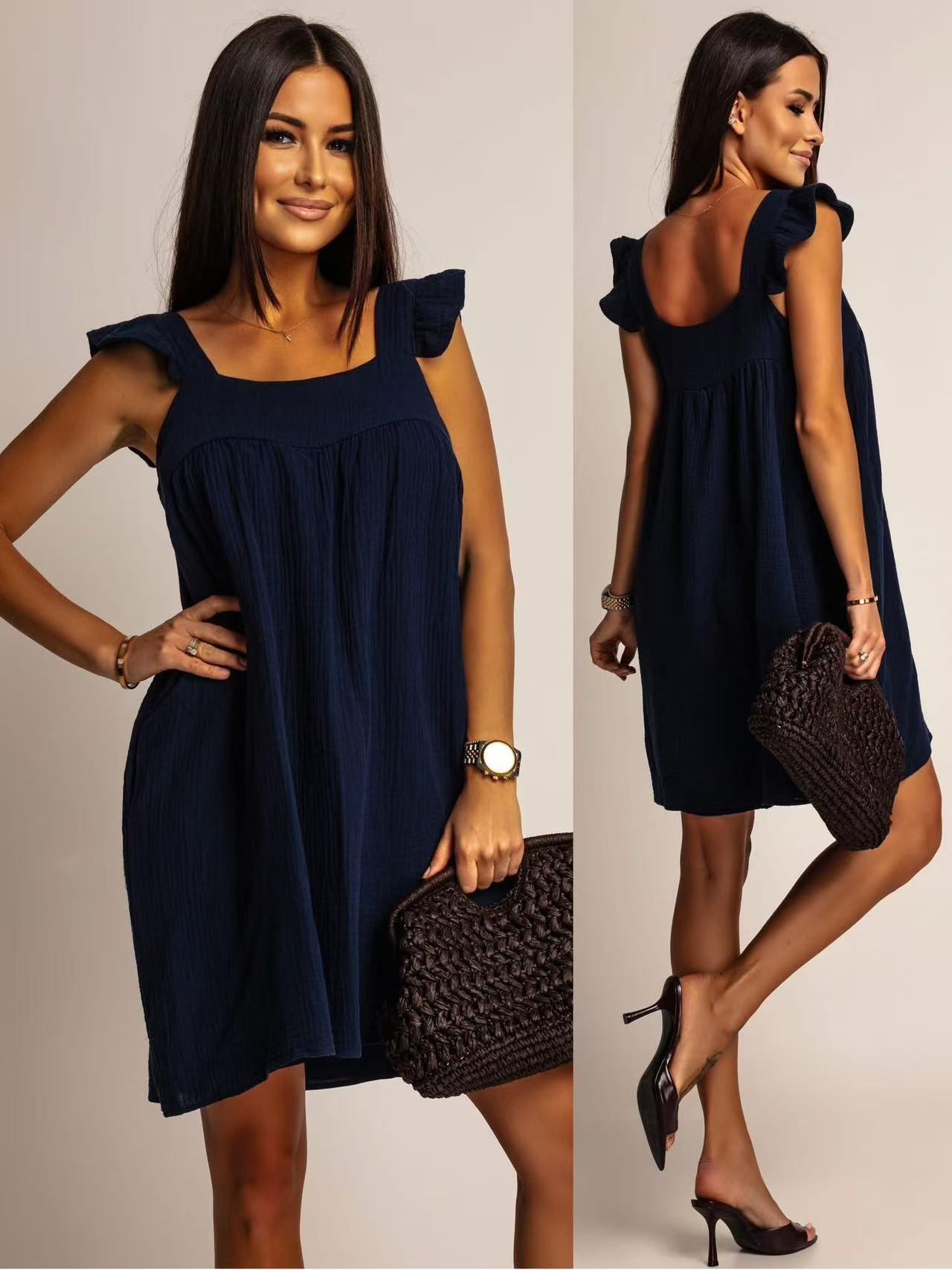 Robe AMINA en gaze de coton à bretelles volantés