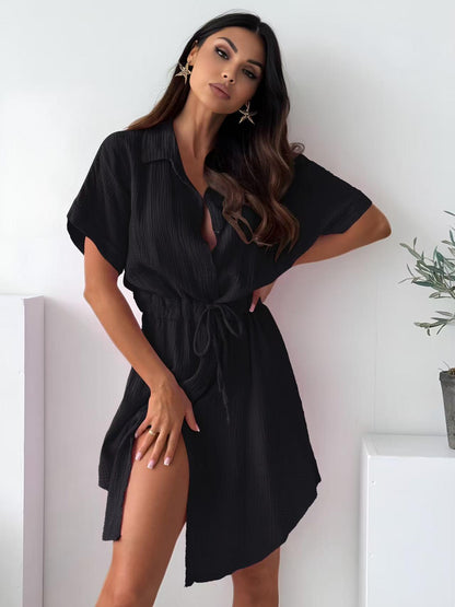 Robe JAYLA chemise gaze de coton taille élastique