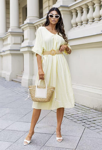 Robe MILA bohème avec ceinture col V