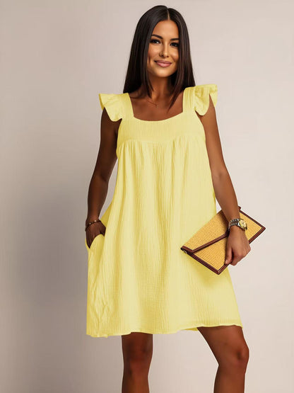 Robe AMINA en gaze de coton à bretelles volantés