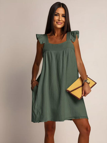 Robe AMINA en gaze de coton à bretelles volantés