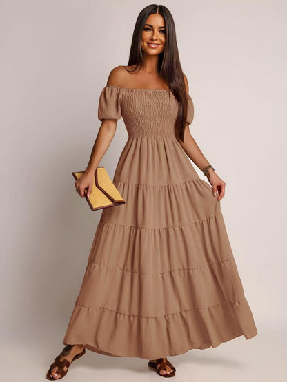 Robe KAYLA à volants épaules dénudées
