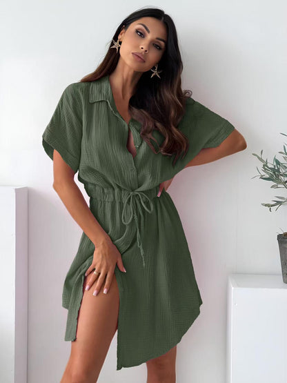Robe JAYLA chemise gaze de coton taille élastique
