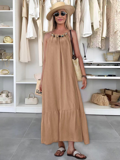 Robe IRIZA à bretelles détail perles