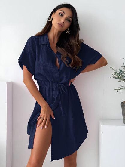 Robe JAYLA chemise gaze de coton taille élastique