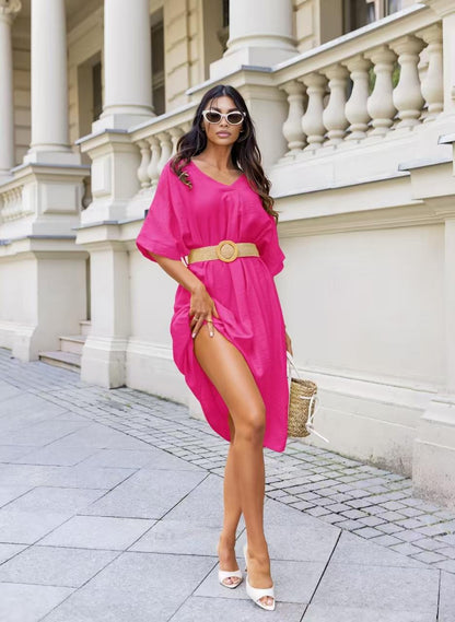 Robe MILA bohème avec ceinture col V